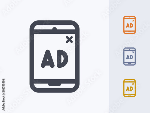 Mobile Ad - Outline Icons. A professional, pixel-perfect icon.