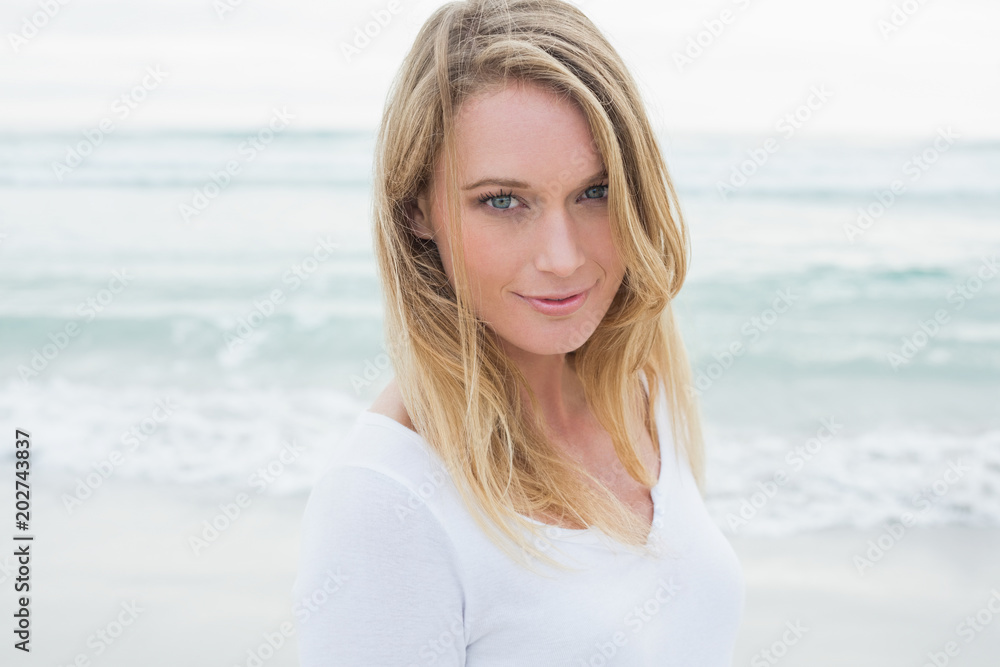Closeup portrait of a casual woman at beach Closeup portrait of a casual woman at beach