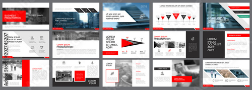 Red, white and black infographic elements for presentation