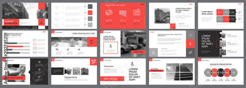 Red, white and grey infographic elements of presentation