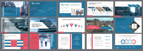 White, blue and pink slides for reports and presentation