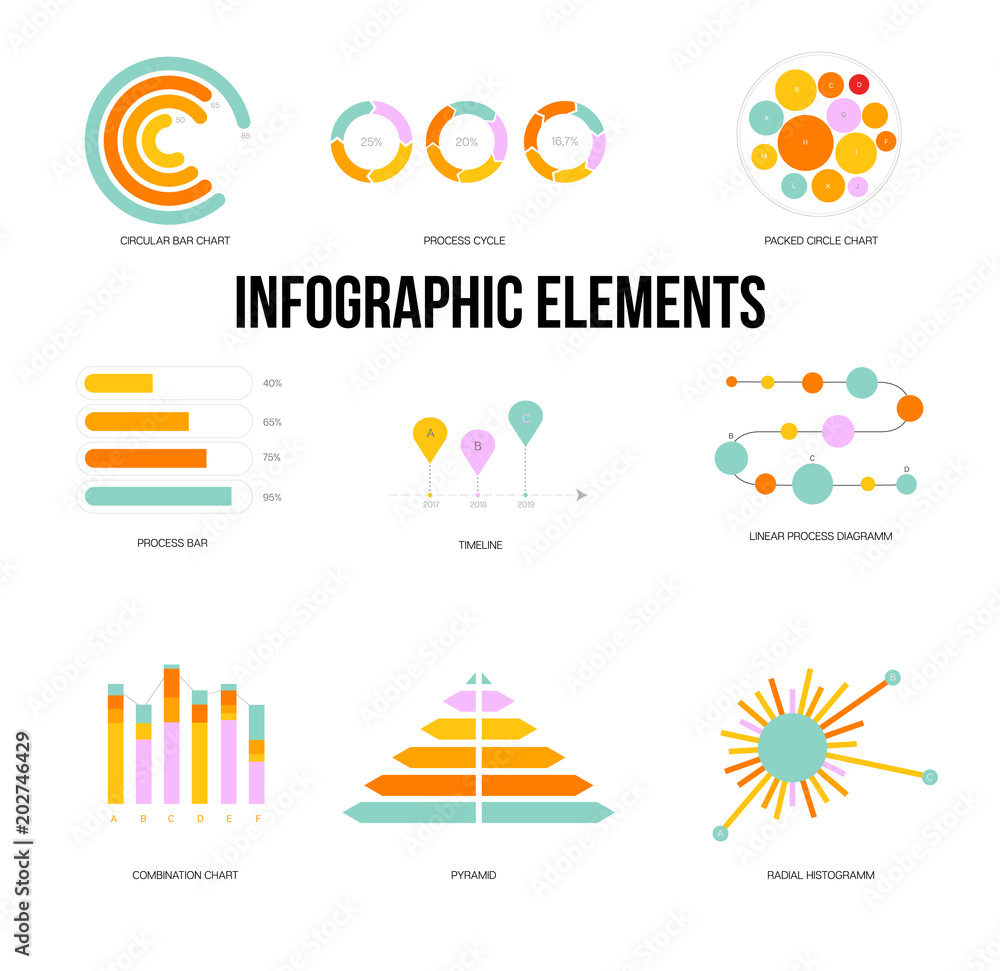 Infographic Elements Vector Set Modern Business Process Presentation. Pie Chart, Circular Bar, Linear Diargam Targeting, Development Report. Chart Graphic Business Statistics Cool Infographic Template Infographic Elements Vector Set Modern Business Process Presentation. Pie Chart, Circular Bar, Linear Diargam Targeting, Development Report. Chart Graphic Business Statistics Cool Infographic Template