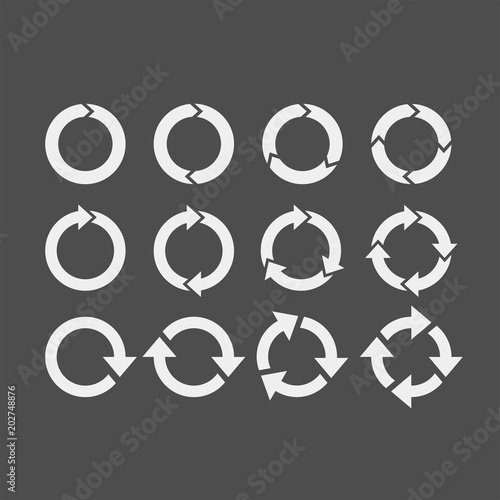 Recycling flat vector icons set. Arrows flat vector icons set 