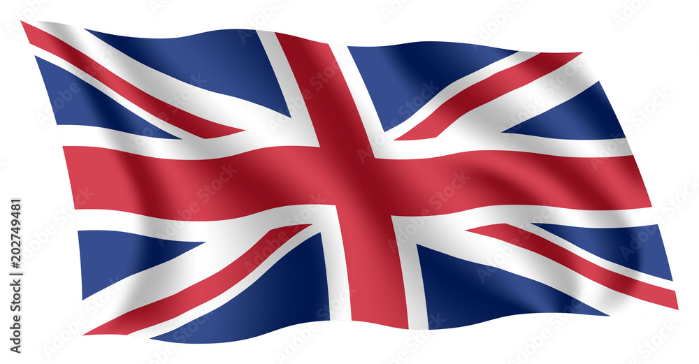 Britain Flag Isolated National Flag Of United Kingdom UK Waving 