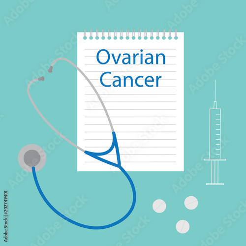 ovarian cancer disease written in notebook- vector illustration