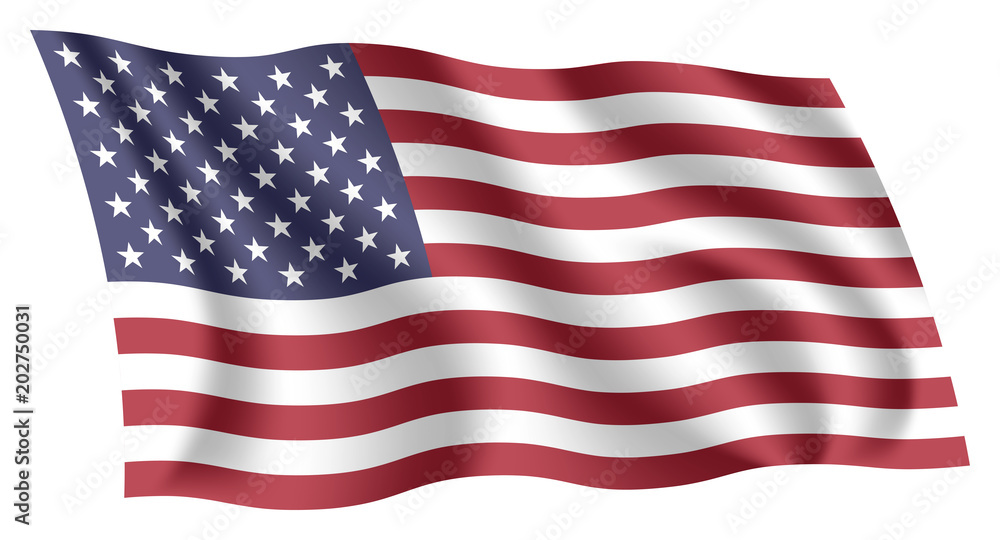 America flag. Isolated national flag of United States (US). Waving flag of the United States of America (USA). Fluttering textile american flag. The Stars and Stripes. Red, White, and Blue. Old Glory. America flag. Isolated national flag of United States (US). Waving flag of the United States of America (USA). Fluttering textile american flag. The Stars and Stripes. Red, White, and Blue. Old Glory.