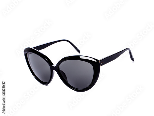 Sunglasses with black lens on isolated white