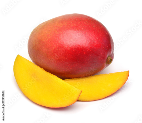 Mango fruit slice isolated on white background