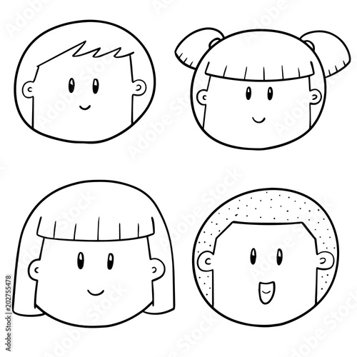 vector set of cartoon face