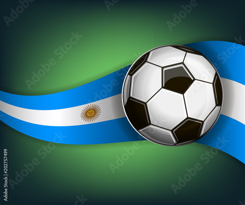 Illustration with soccer ball and flag of Argentina
