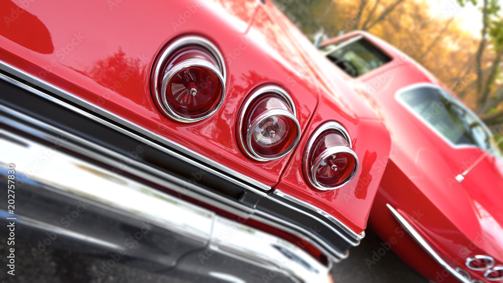 Detail view of vintage car features.