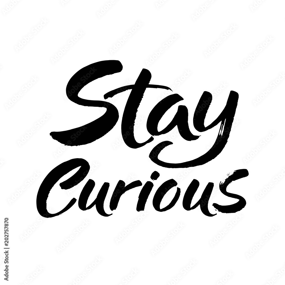 Hand drawn lettering. Ink illustration. Modern brush calligraphy. Isolated on white background. Stay curious. Hand drawn lettering. Ink illustration. Modern brush calligraphy. Isolated on white background. Stay curious.