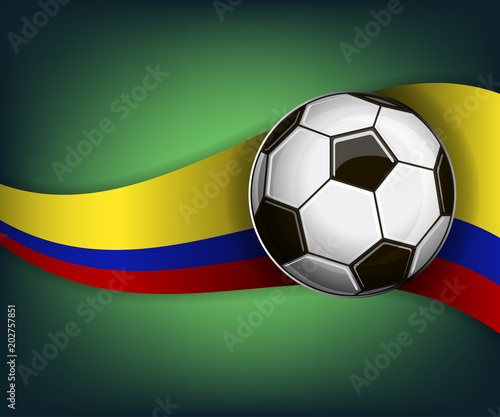 Illustration with soccer ball and flag of Colombia