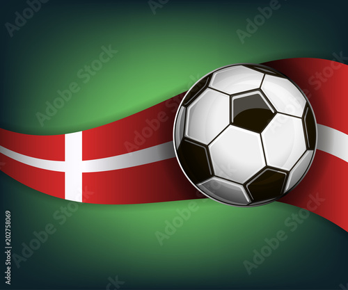 Illustration with soccer ball and flag of Denmark