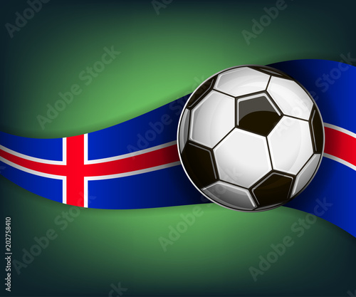 Illustration with soccer ball and flag of Iceland