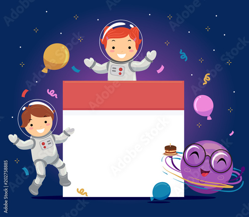 Stickman Kids Astronauts Bi...