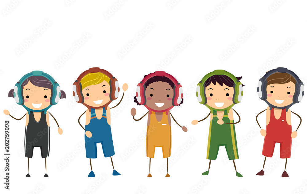 Stickman Kids Wrestler Students Illustration Stickman Kids Wrestler Students Illustration
