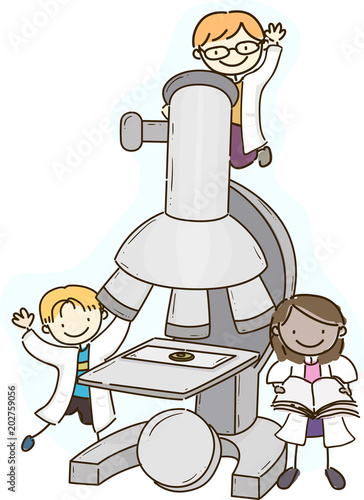 Stickman Kids Scientist Mic...