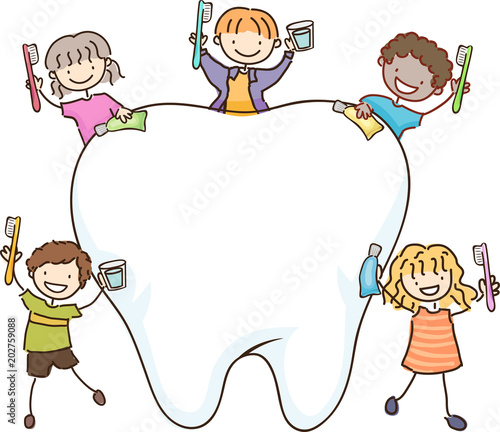 Stickman Kids Tooth Board Illustration