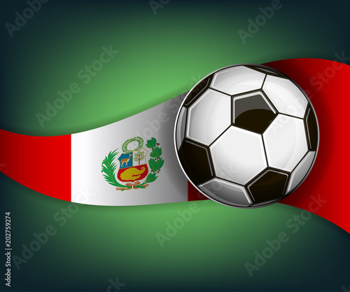 Illustration with soccer ball and flag of Peru