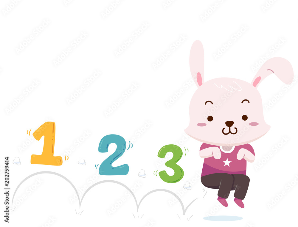Naklejka premium Bunny Mascot Jump 123 Illustration