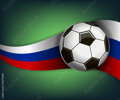Illustration with soccer ball and flag of Russia