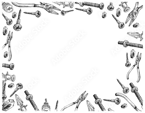 Screw, Circuit Board Anchor and Pliers on White Background