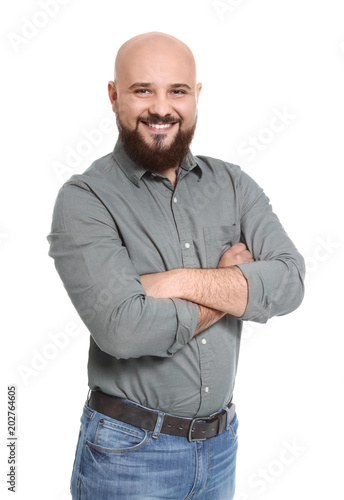 Portrait of confident young man on white background
