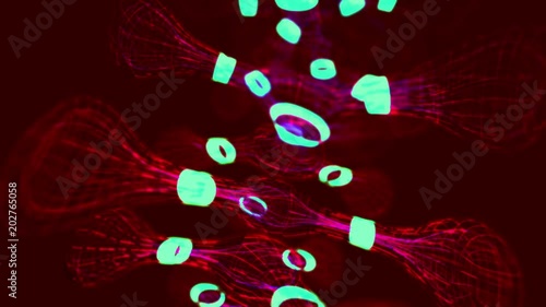 beautiful mollecula medecine surrealism cyan red neon luminescence