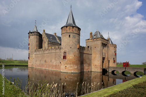 The castle Muiderslot in the village Muiden in Holland, the Netherlands, Europe