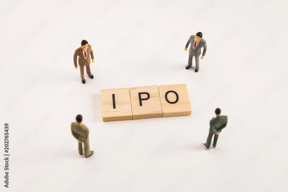 businessman figures meeting on ipo conceptual