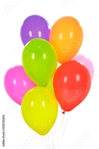 Party decoration concept - mix of colorful balloons isolated on a white background.