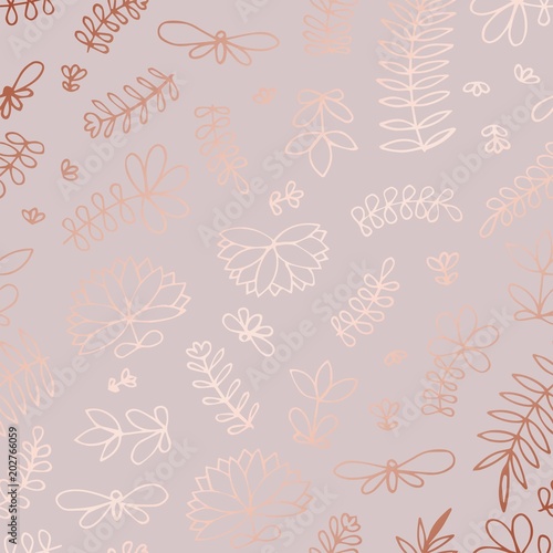 Floral vector pattern with rose gold imitation for design and decoration © Elonalaff