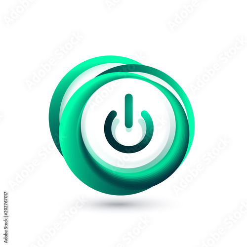 Glass transparent effect power start button, on off icon, vector UI or app symbol design