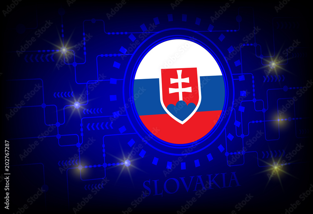 Flag of Slovakia on a background of technology. Flag of Slovakia on a background of technology.