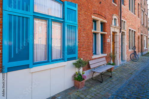 Colorful old buildings in Bruges, Belguim