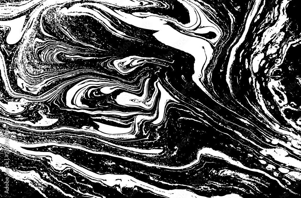 Black and white liquid texture. Hand drawn marbling illustration. Abstract vector background. Monochrome marble pattern. Black and white liquid texture. Hand drawn marbling illustration. Abstract vector background. Monochrome marble pattern.