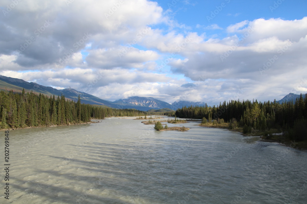 Beautiful Athabasca River, Jasper National Park, Alberta