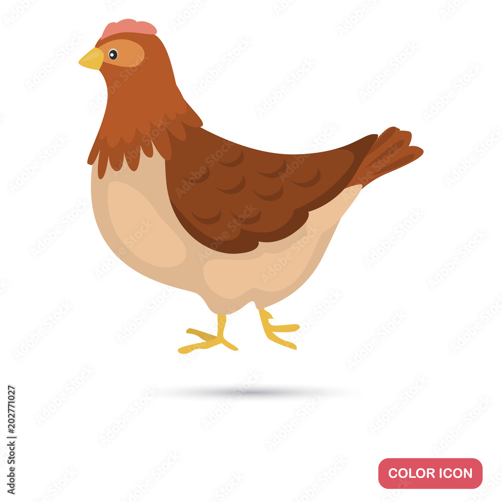 Chicken farm bird color flat icon Chicken farm bird color flat icon