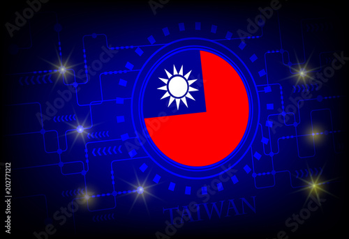 Flag of Taiwan on a background of technology.