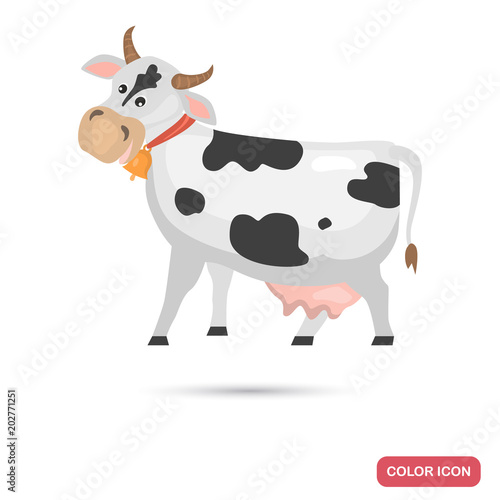 Milking cow farm animal color flat icon