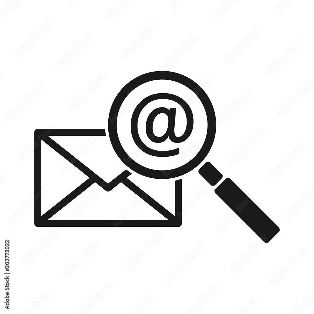 icon letter, email and magnifying. vector line icon letter, email and magnifying. vector line