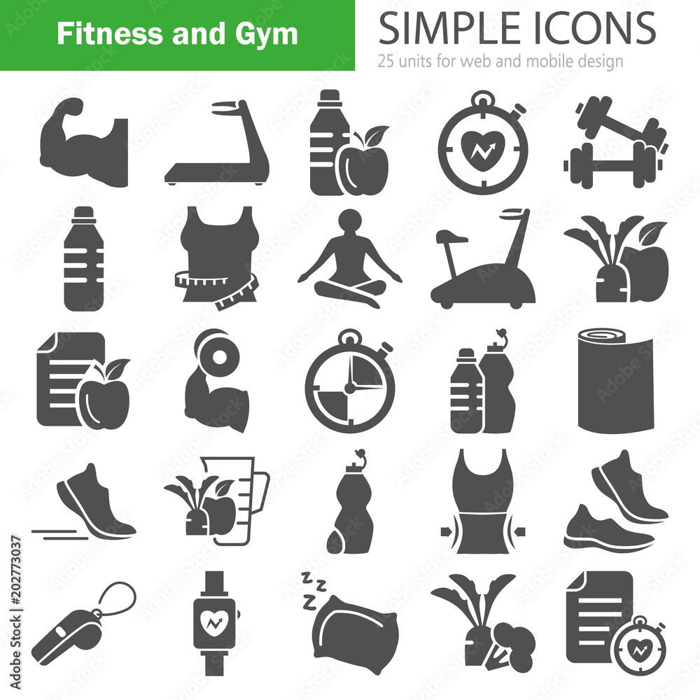 Fototapeta Fitness and Training simple icons for web and mobile design