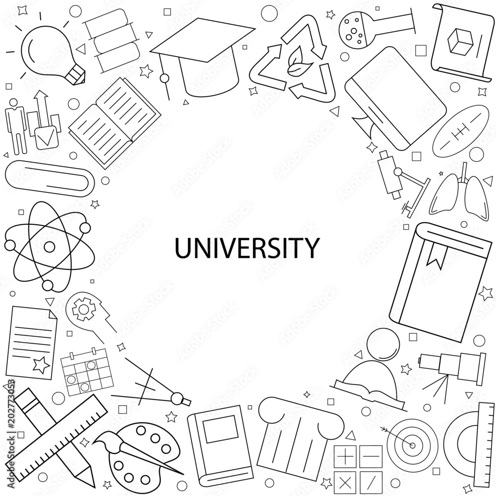 University background from line icon. Linear vector pattern