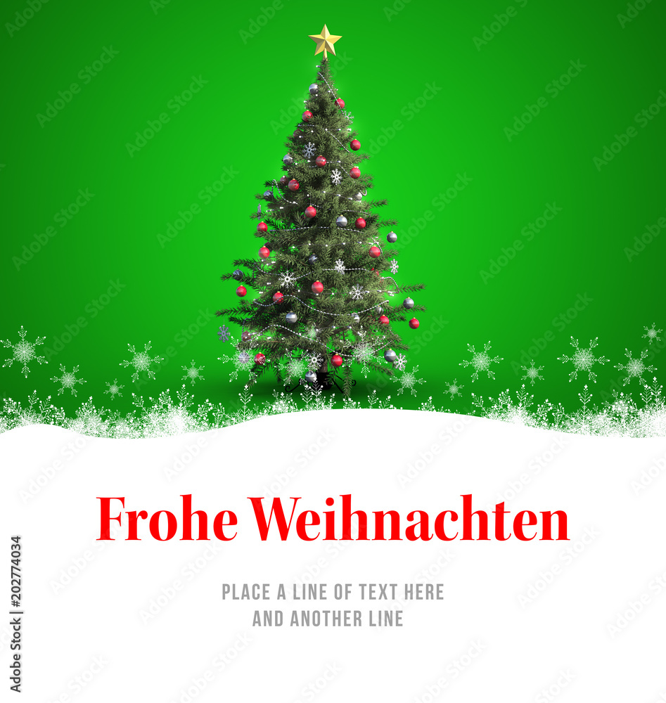 Christmas greeting in german against christmas tree Christmas greeting in german against christmas tree