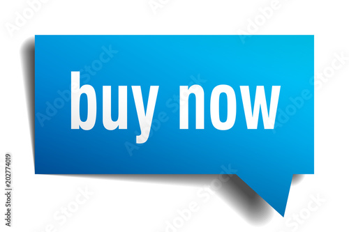 buy now blue 3d speech bubble