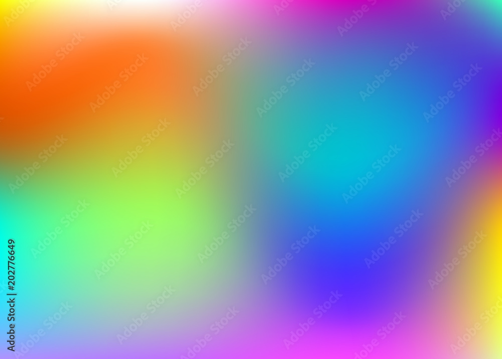 Fototapeta premium Gradient mesh abstract background. Colorful holographic backdrop with gradient mesh. 90s, 80s retro style. Iridescent graphic template for placard, presentation, banner, brochure.