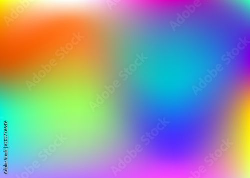 Gradient mesh abstract background. Colorful holographic backdrop with gradient mesh. 90s, 80s retro style. Iridescent graphic template for placard, presentation, banner, brochure.