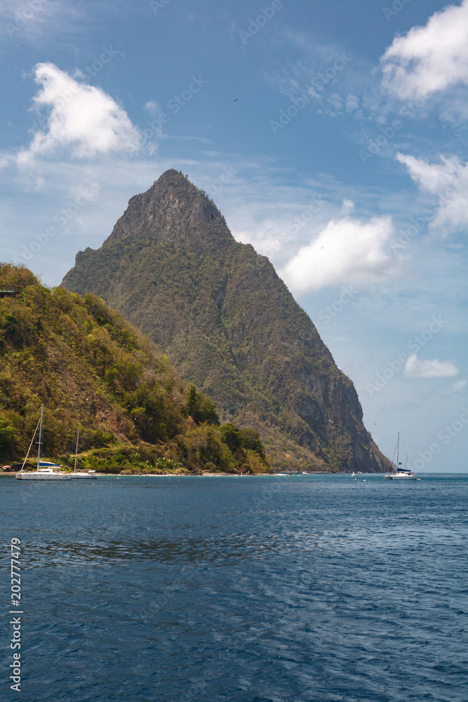 A View from a Boat of the Petit Piton, in St. Lucia