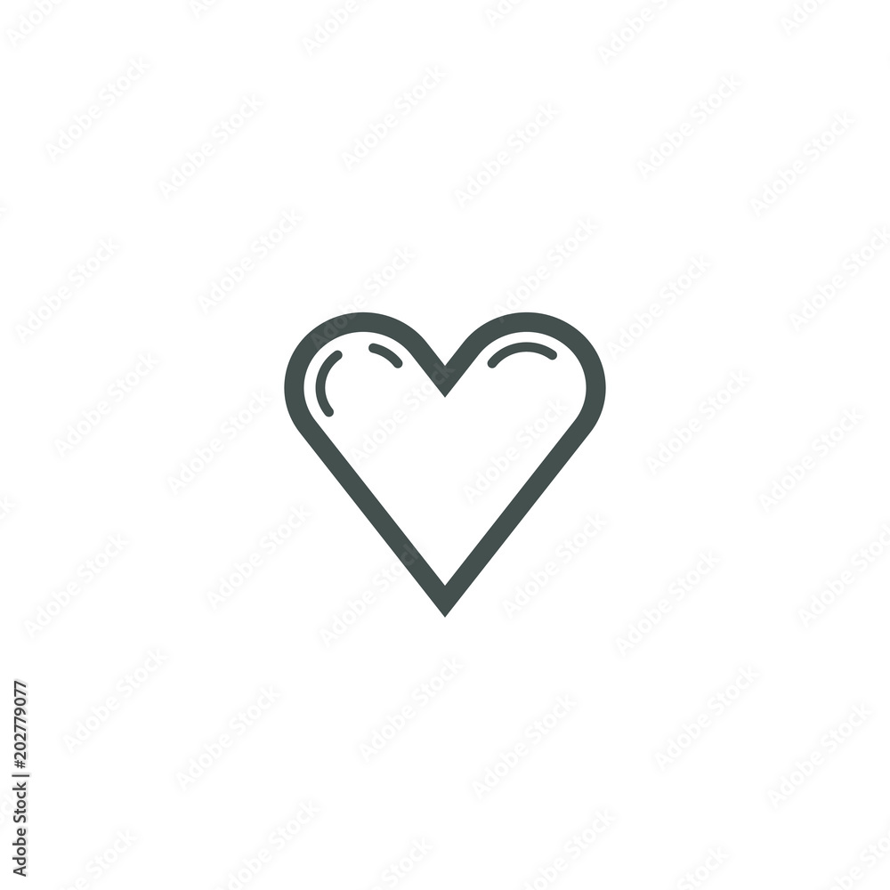 Black and white linear heart icon